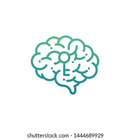 Side Brain logo icon with key symbol, Secrets of the mind concept design illustration green and blue gradients color isolated on white background with copy space, vector eps 10