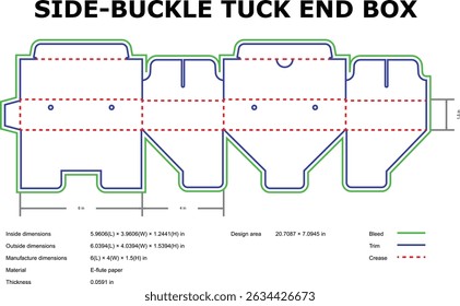 Side Buckle Tuck End Box Packaging Design DieCut Template