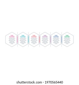 side by side hexagons infographic template. six steps infographic template. web, internet, magazine, annual report information template