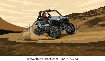 Side by side Vehicle Racing on Forest Track illustration vector art