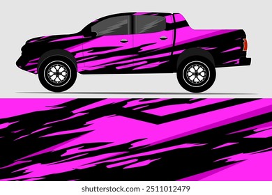 Side car body vector sticker. Grunge stripes Vehicle vector stickers for both parts, Truck Racing Rally Stripes