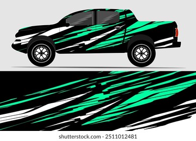 Side car body vector sticker. Grunge stripes Vehicle vector stickers for both parts, Truck Racing Rally Stripes