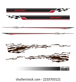 Side car body vector stripes decal. Vehicle vector Decal Stripes for the both parts, Racing Rally Stripes, Auto Racing Stripes Stickers