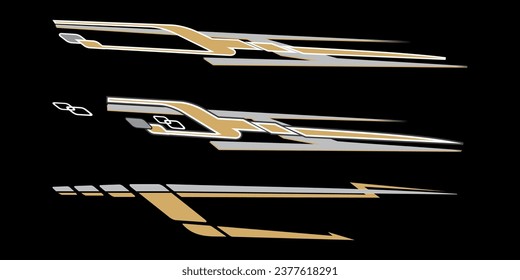 Decal de rayas vectoriales del cuerpo lateral del coche. Vector de vehículo Bandas Decales para ambas partes, Racing Rally Stripes, Auto Racing Stripes Stickers Cutting tribal y caricatura