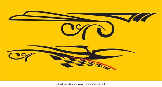 Side car body vector stripes decal. Vehicle vector Decal Stripes for the both parts, Racing Rally Stripes, Auto Racing Stripes Stickers Cutting tribal and cartoon