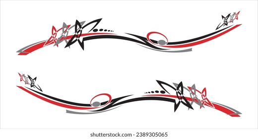 Side car body vector stripes decal. Vehicle vector Decal Stripes for the both parts, Racing Rally Stripes, Auto Racing Stripes Stickers Cutting tribal and cartoon