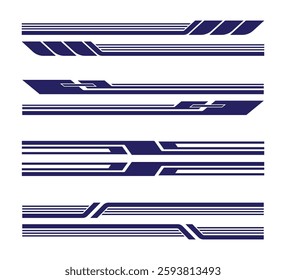 Side car body vector stripes decal. Vehicle vector decal stripes for the both parts