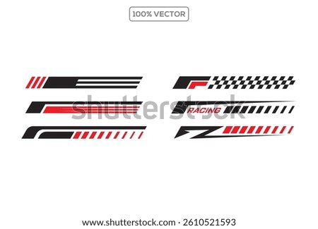 Side car body vector stripes decal. Vehicle vector decal stripes