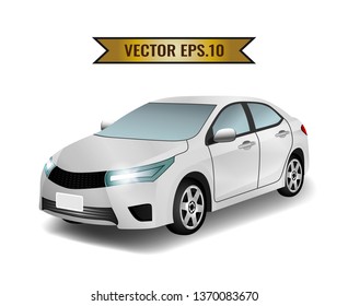 Side of the car isolated on the background. Ready to apply to your design. Vector illustration.
