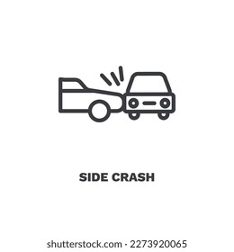 side crash icon. Thin line side crash icon from Insurance and Coverage collection. Outline vector isolated on white background. Editable side crash symbol can be used web and mobile