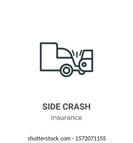 Side crash outline vector icon. Thin line black side crash icon, flat vector simple element illustration from editable insurance concept isolated on white background