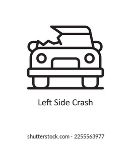 Ilustración de diseño del icono de contorno del vector de choque lateral. Símbolo de accidente de coche en el archivo EPS 10 de fondo blanco