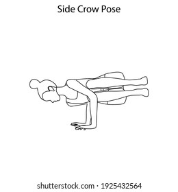 Side crow pose yoga workout outline