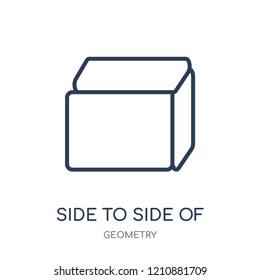 Side to side of a cube icon. Side to side of a cube linear symbol design from Geometry collection. Simple outline element vector illustration on white background.