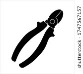Side cutter diagonal wire cutting pliers icon. Outline technical electric pliers vector icon for web design