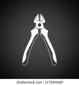 Side cutters icon. Black background with white. Vector illustration.