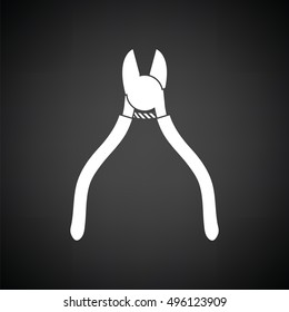 Side cutters icon. Black background with white. Vector illustration.