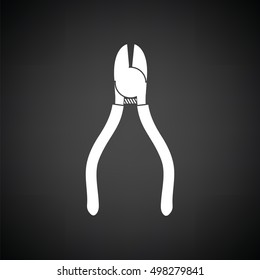 Side cutters icon. Black background with white. Vector illustration.