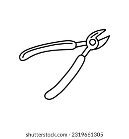 Icono de cortadores laterales. Diseño de boceto dibujado a mano. Ilustración vectorial.