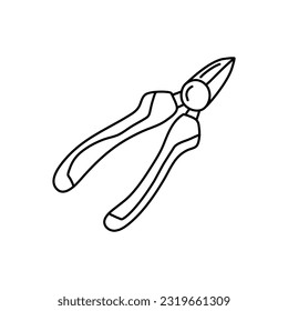 Side Cutters Icon. Doodle Hand Drawn Sketch Design. Vector Illustration.