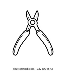 Side Cutters Icon. Doodle Hand Drawn Sketch Design. Vector Illustration.