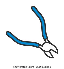 Icono de cortadores laterales. Contorno de negrita editable con diseño de relleno de color. Ilustración vectorial.