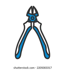 Side Cutters Icon. Editable Bold Outline With Color Fill Design. Vector Illustration.