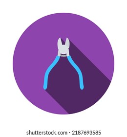 Side Cutters Icon. Flat Circle Stencil Design With Long Shadow. Vector Illustration.