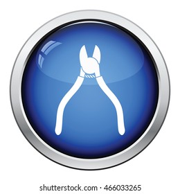 Side cutters icon. Glossy button design. Vector illustration.