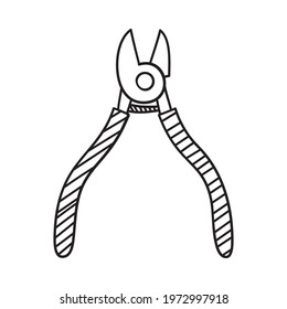 Side Cutters Icon. Hand Drawn Sketch Design. Vector Illustration.