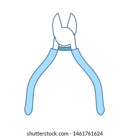 Icono de cortadores laterales. Línea Delgada Con Diseño De Relleno Azul. Ilustración vectorial.