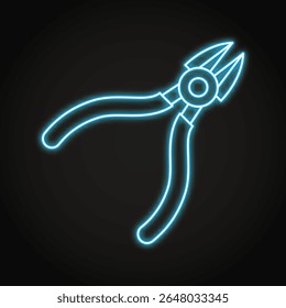 Side cutters neon line icon. Open wire cutting pliers, hand tool. Vector illustration