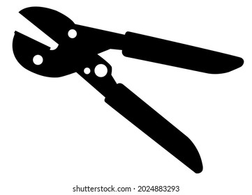 Side cutters single silhouette construction tool icon for design and creativity in black on a white background