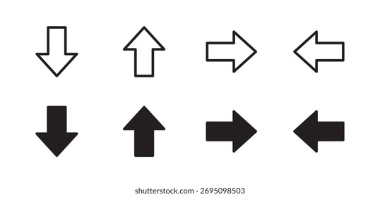 ícone de seta de direção lateral, ícone de seta longa do vetor do ponteiro, ilustração de vetor .