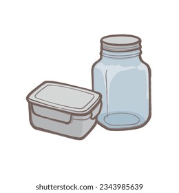 Side dish case (container) and jar