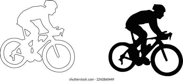Side dish of cyclist with bicycle