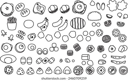 Side dish single item illustration set (black and white)