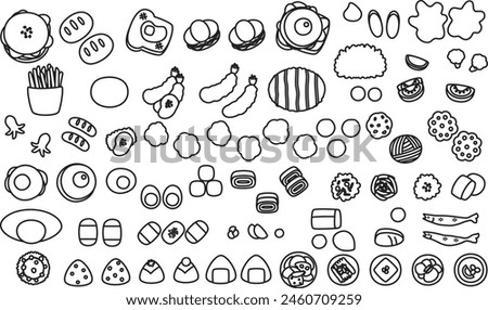 Side dish single item illustration set (black and white)