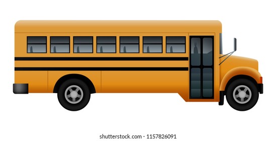 Side door of school bus mockup. Realistic illustration of side door of school bus vector mockup for web design isolated on white background