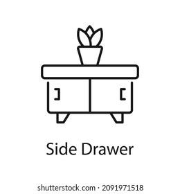 Side Drawer vector outline icon for web isolated on white background EPS 10 file