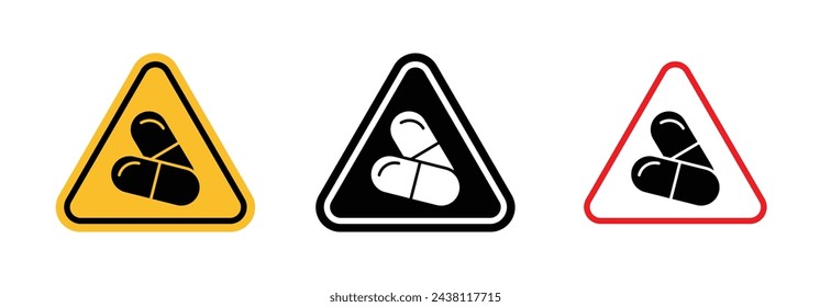 Side Effects Caution Sign. Warning for Medication Overdose. Narcotics and Medicine Hazard.