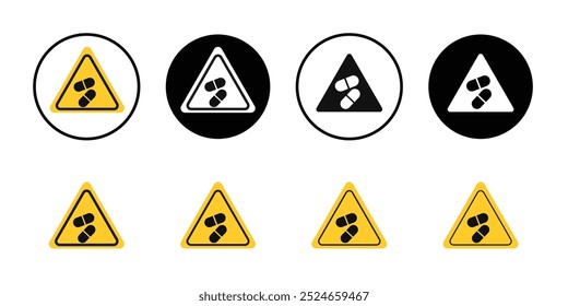 Side effects sign Collection of flat thin outline vector