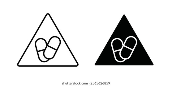 Side effects signs set in black and white colors