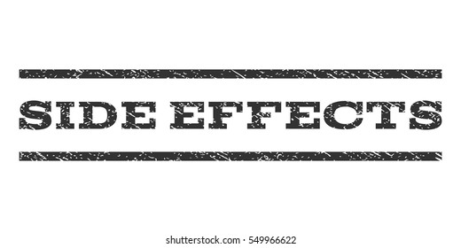 Side Effects watermark stamp. Text caption between horizontal parallel lines with grunge design style. Rubber seal gray stamp with dust texture. Vector ink imprint on a white background.