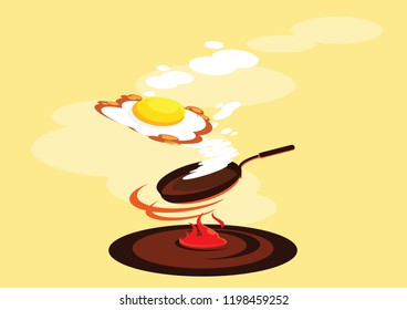 side up egg smoked fried egg fresh cook vector  illustration