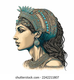 side face of cleopatra head illustration