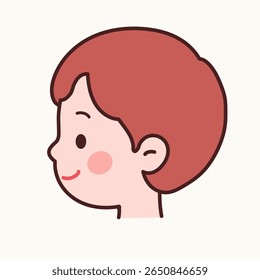 Side Face of a Cute Little Boy – Vector Illustration