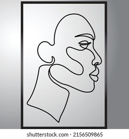 side faced Woman Pose Simple and Minimalism Modern Wallart Continuous One Line Art