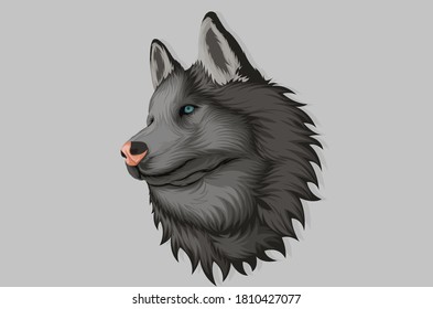 Side Facing wolf illustration in realistic style
