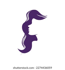vector de icono de mujer de cara lateral. Cartel del logo del salón de mujeres.